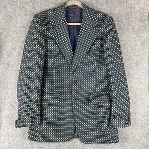 Vintage De Rivera Wool Blazer Sport Coat Mens 40L Geometric Tweed Retro Disco